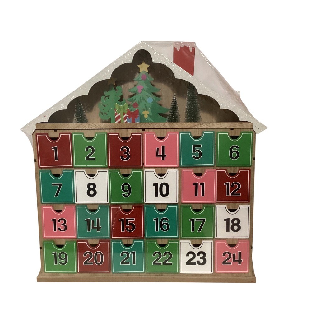 Ashland Christmas Oh What Fun Wooden Advent Calendar House 24 Drawers NEW